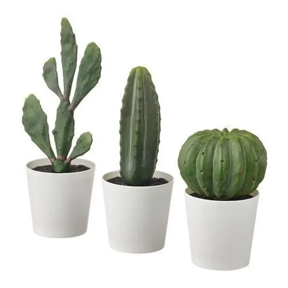 Ikea Cactus Fejka set of 3 Green Artificial Plastic Potted New 605.229.97 - Picture 2 of 4